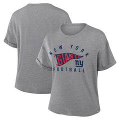New York Giants Women's Pennant Wave Tribute Tri-Blend Boxy T-Shirt | NFL Sale