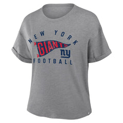 New York Giants Women's Pennant Wave Tribute Tri-Blend Boxy T-Shirt | NFL Sale