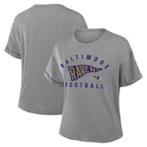 Baltimore Ravens Women's Pennant Wave Tribute Tri-Blend Boxy T-Shirt | NFL On sale