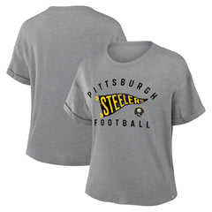 Pittsburgh Steelers Women's Pennant Wave Tribute Tri-Blend Boxy T-Shirt | NFL New