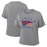 Denver Broncos Women's Pennant Wave Tribute Tri-Blend Boxy T-Shirt | NFL New