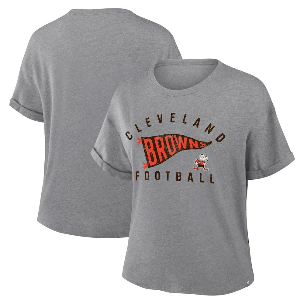 Cleveland Browns Women's Pennant Wave Tribute Tri-Blend Boxy T-Shirt | NFL Online
