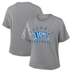 Detroit Lions Women's Pennant Wave Tribute Tri-Blend Boxy T-Shirt | NFL Sale