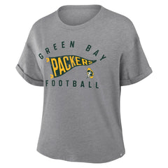 Green Bay Packers Women's Pennant Wave Tribute Tri-Blend Boxy T-Shirt | NFL Outlet