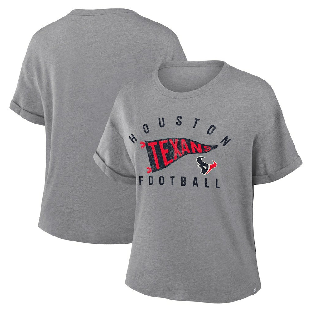 Houston Texans Women's Pennant Wave Tribute Tri-Blend Boxy T-Shirt | NFL Sale