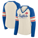 Buffalo Bills Women's Hometown Gridiron Hero Raglan Lace-Up V-Neck Long Sleeve T-Shirt | NFL Online