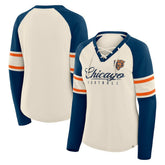 Chicago Bears Women's Hometown Gridiron Hero Raglan Lace-Up V-Neck Long Sleeve T-Shirt | NFL Discount