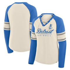 Detroit Lions Women's Hometown Gridiron Hero Raglan Lace-Up V-Neck Long Sleeve T-Shirt | NFL Near me