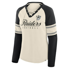 Las Vegas Raiders Women's Hometown Gridiron Hero Raglan Lace-Up V-Neck Long Sleeve T-Shirt | NFL Sale