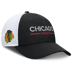 Chicago Blackhawks Fanatics Authentic Pro Rink Lockup Adjustable Trucker Hat - NHL Hats