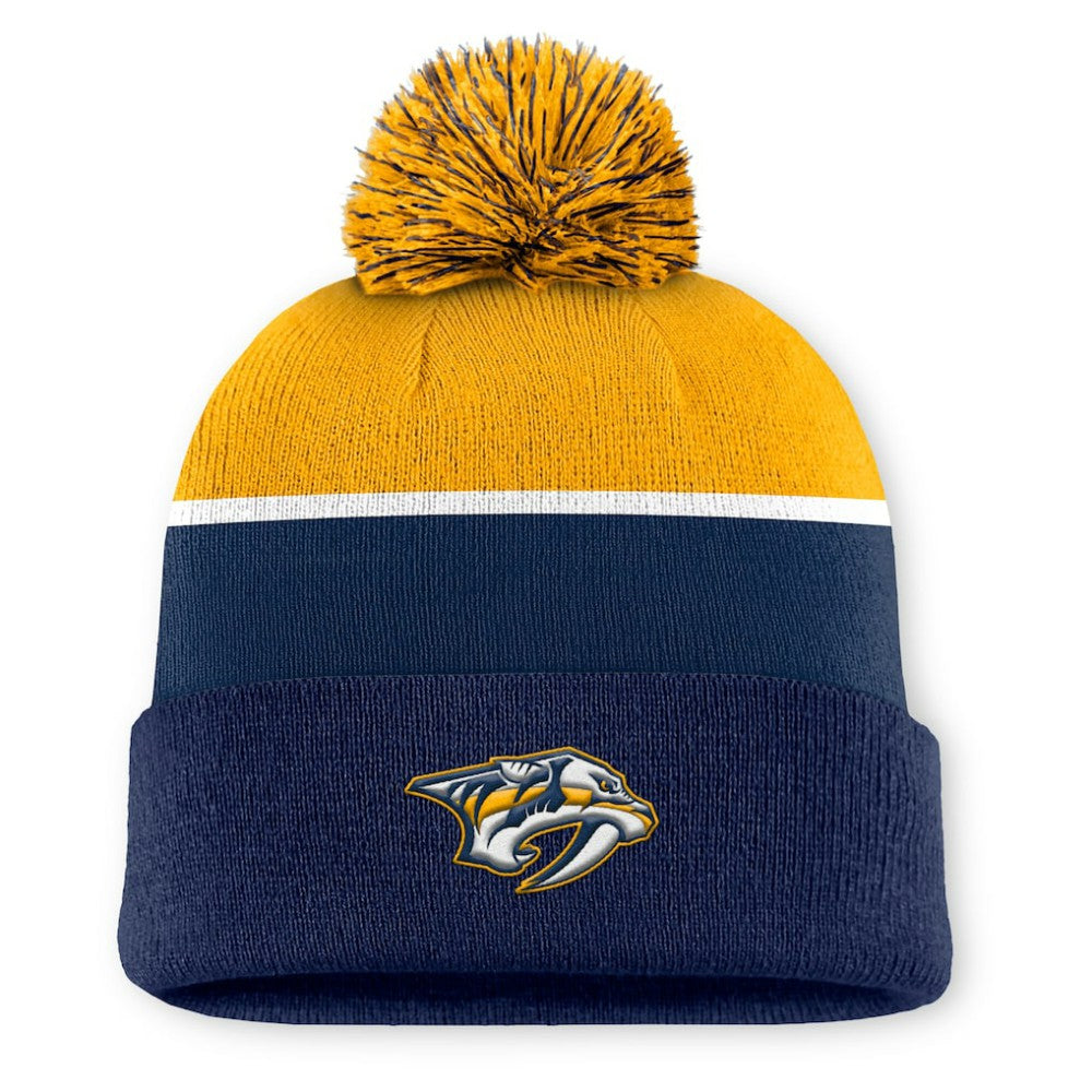 Nashville Predators Fanatics Authentic Pro Rink Cuffed Knit Hat with Pom - NHL Hats