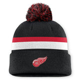 Detroit Red Wings Fanatics Authentic Pro Rink Cuffed Knit Hat with Pom - NHL Hats