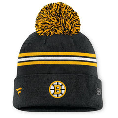 Boston Bruins Fanatics Women's Authentic Pro Rink Cuffed Knit Hat with Pom - NHL Hats