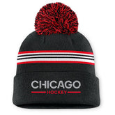 Chicago Blackhawks Fanatics Women's Authentic Pro Rink Cuffed Knit Hat with Pom - NHL Hats