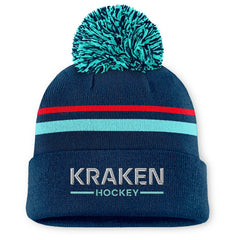 Seattle Kraken Fanatics Women's Authentic Pro Rink Cuffed Knit Hat with Pom - NHL Hats