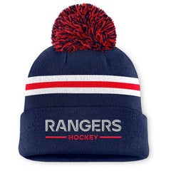 New York Rangers Fanatics Women's Authentic Pro Rink Cuffed Knit Hat with Pom - NHL Hats