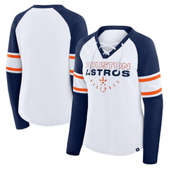 Houston Astros Fanatics Women's Blitz Package Raglan Lace-Up V-Neck Long Sleeve T-Shirt - MLB T-shirts