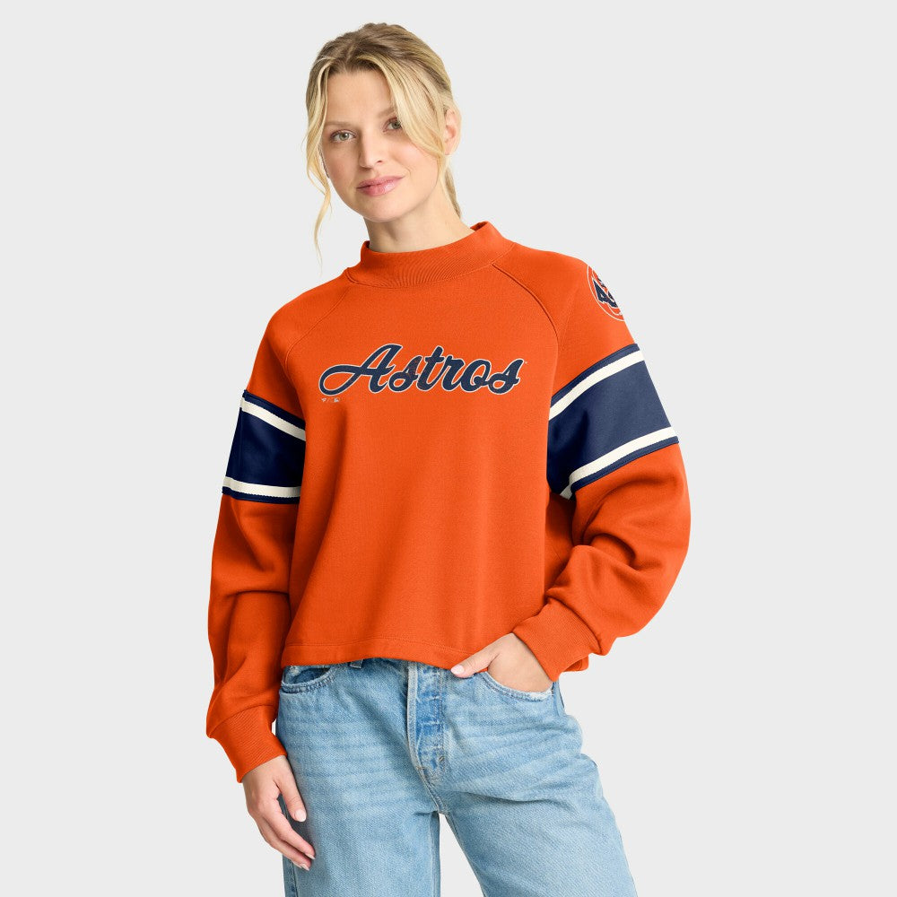 Houston Astros Fanatics Women's Oversized Toss Sweep Raglan Pullover Sweatshirt - MLB Pullover