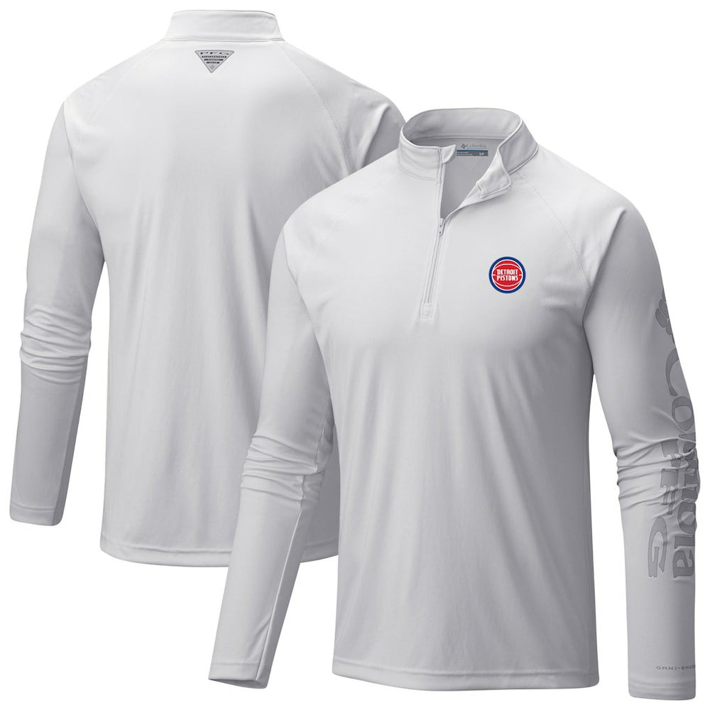 White Detroit Pistons Terminal Tackle Raglan Omni-Shade Quarter-Zip Jacket sale | NBA