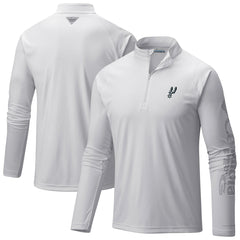 White San Antonio Spurs Terminal Tackle Raglan Omni-Shade Quarter-Zip Jacket | NBA
