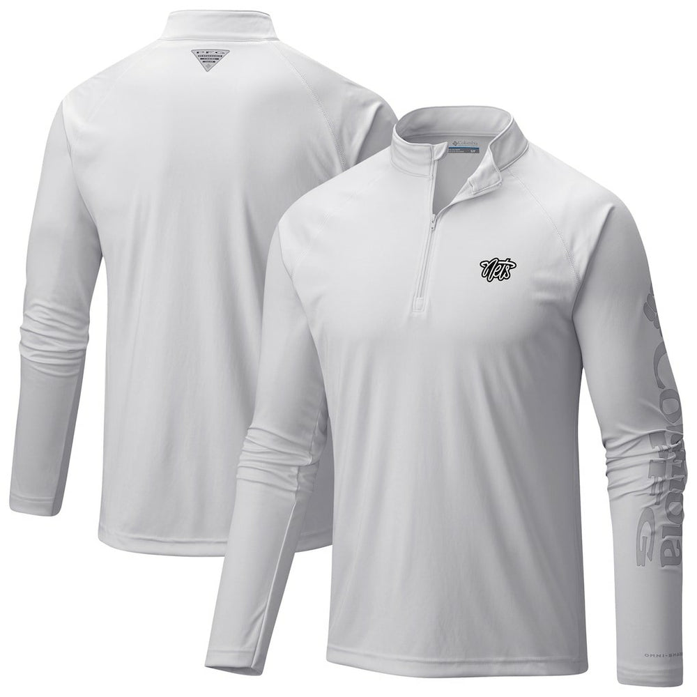White Brooklyn Nets Terminal Tackle Raglan Omni-Shade Quarter-Zip Jacket | NBA