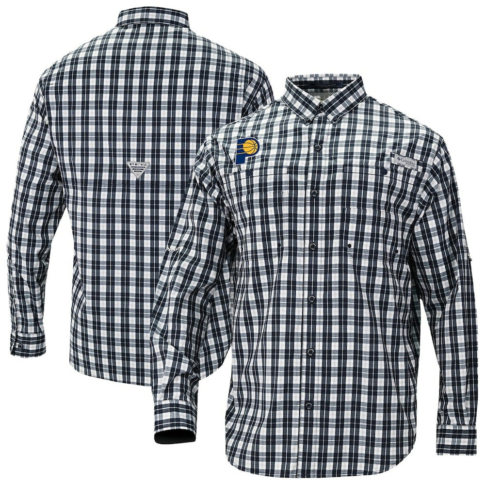 Navy Indiana Pacers Super Tamiami Omni-Shade Long Sleeve Button-Down Shirt | NBA