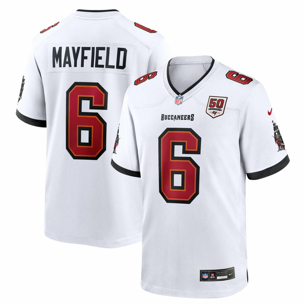 Tampa Bay Buccaneers Baker Mayfield 50th Season White Game Jersey | NFL Outlet