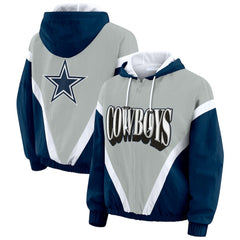 Dallas Cowboys WEAR by Erin Andrews Women's Plus Size Retro Crinkle Full-Zip Hoodie Windbreaker Jacket | NFL Hot