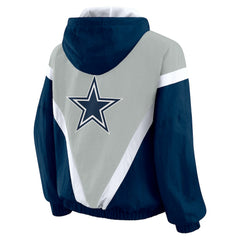 Dallas Cowboys WEAR by Erin Andrews Women's Plus Size Retro Crinkle Full-Zip Hoodie Windbreaker Jacket | NFL Hot