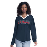 Navy New Orleans Pelicans G-III 4Her by Carl Banks Women's Bench Player Oversized Long Sleeve Hooded Top | NBA
