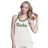White Milwaukee Bucks G-III 4Her by Carl Banks Women's Curveball Racerback Scoop Neck Slub Tank Top | NBA