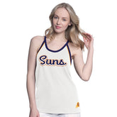 White Phoenix Suns G-III 4Her by Carl Banks Women's Curveball Racerback Scoop Neck Slub Tank Top | NBA