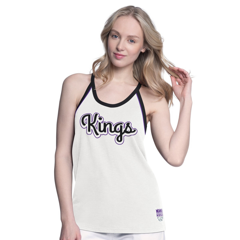 White Sacramento Kings G-III 4Her by Carl Banks Women's Curveball Racerback Scoop Neck Slub Tank Top | NBA