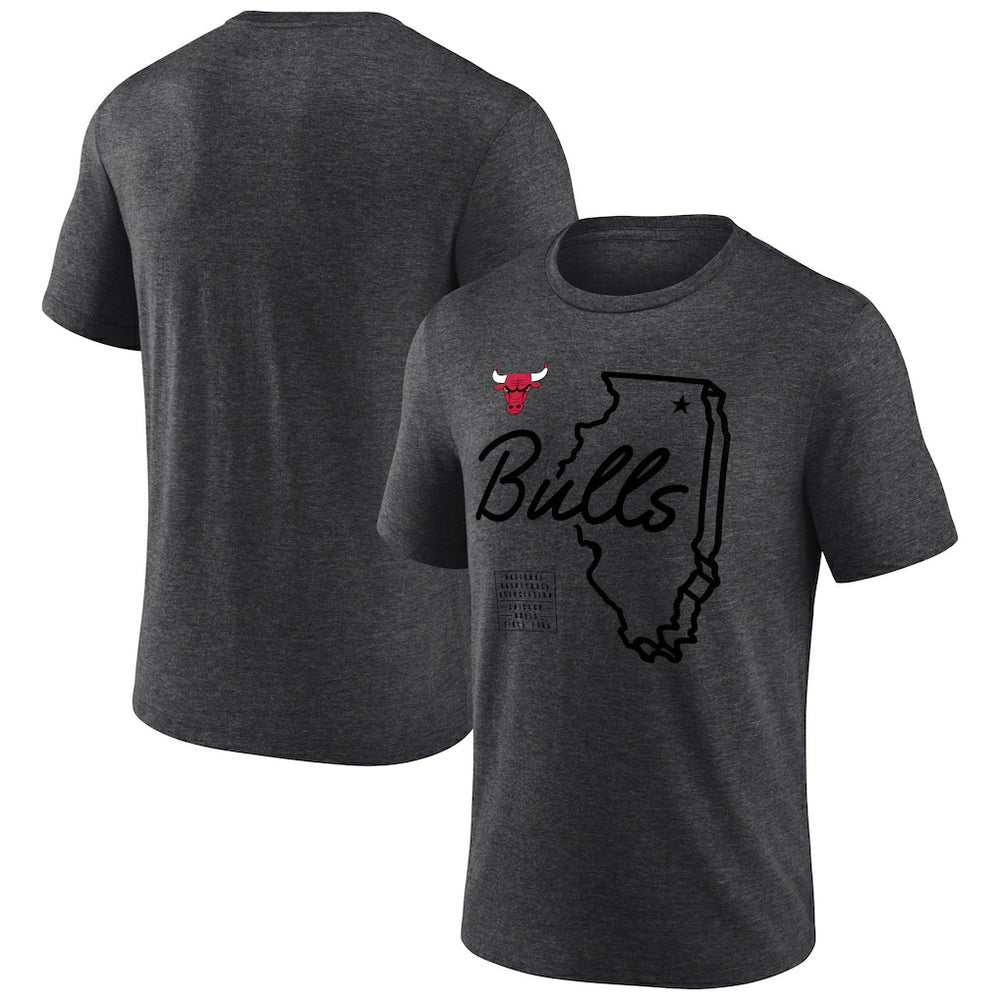 Charcoal Chicago Bulls Announcer Tri-Blend T-Shirt | NBA