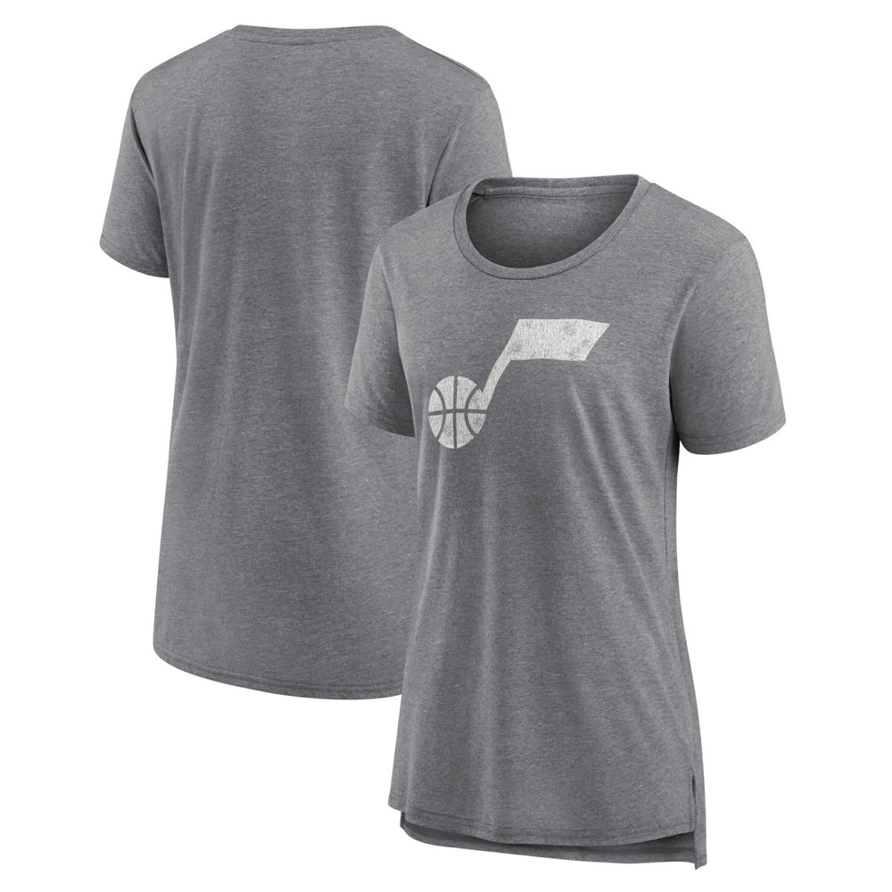 Gray Utah Jazz Women's Distressed Logo Tri-Blend T-Shirt | NBA