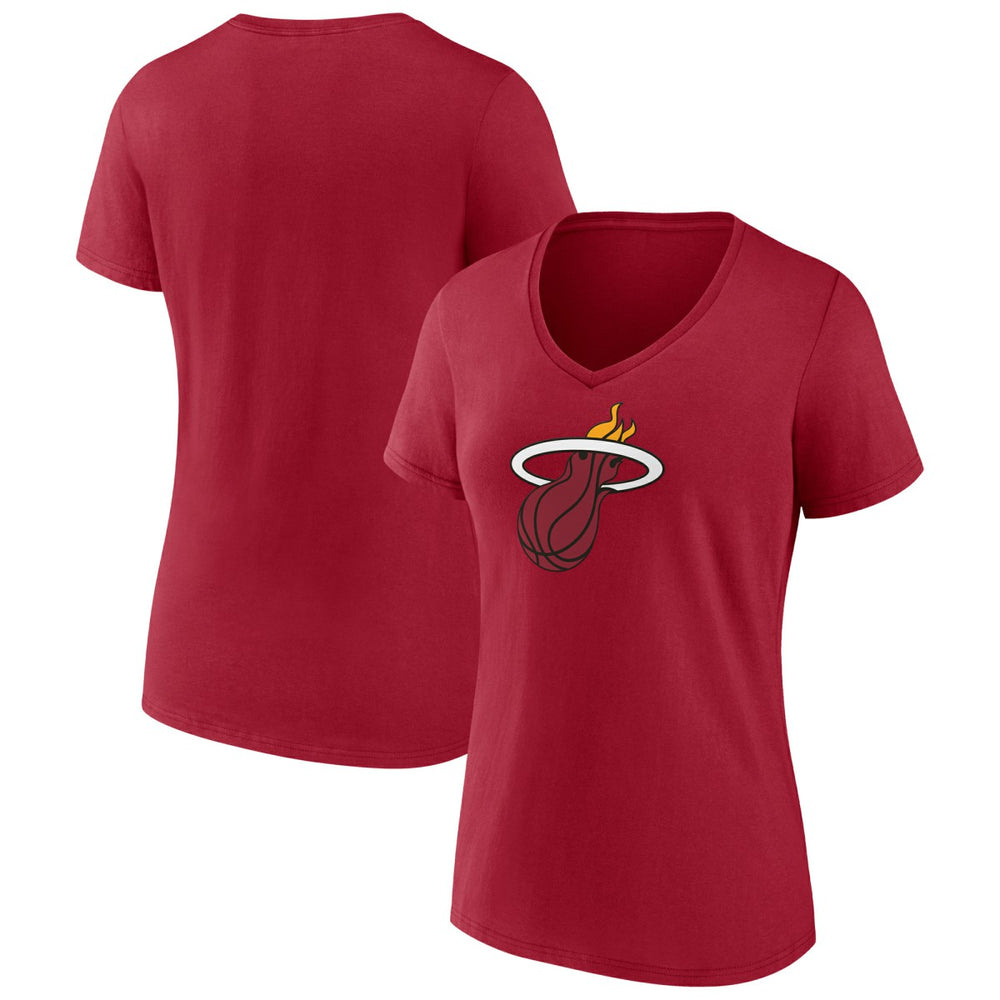Red Miami Heat Women's Primary Logo V-Neck T-Shirt | NBA