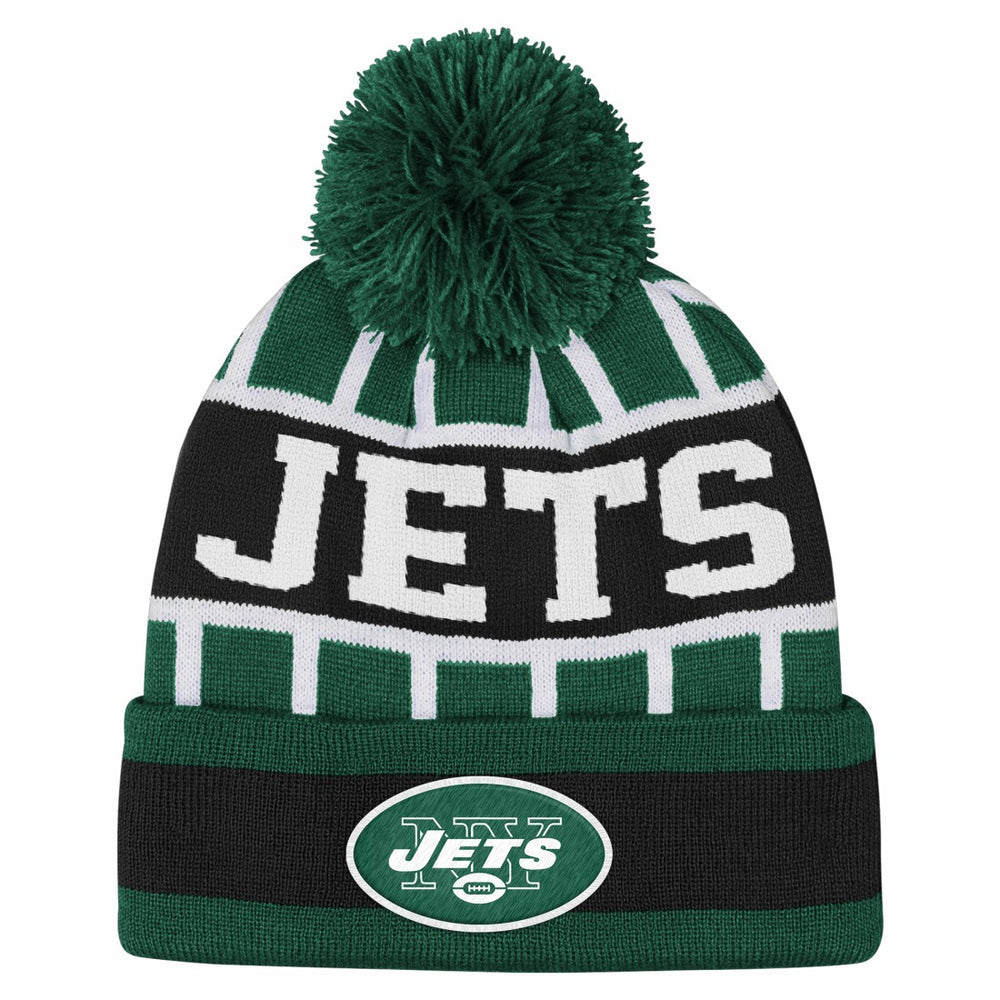 New York Jets Outerstuff Youth Go Fast Cuffed Knit Hat with Pom | NFL Discount