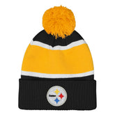 Pittsburgh Steelers Outerstuff Girls Let's Play Cuffed Knit Hat with Pom | NFL Hot