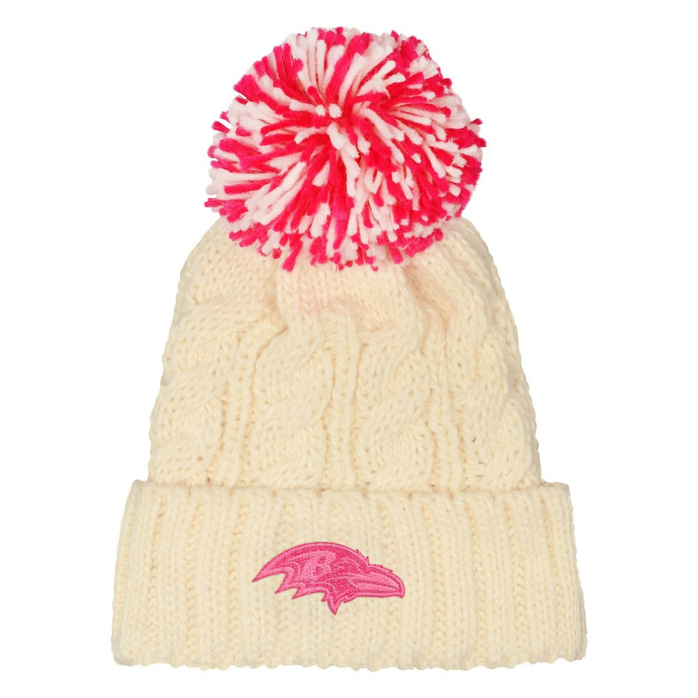 Baltimore Ravens Outerstuff Girls Cable Cuffed Knit Hat with Pom | NFL Discount