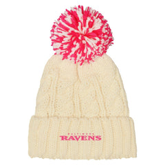 Baltimore Ravens Outerstuff Girls Cable Cuffed Knit Hat with Pom | NFL Discount