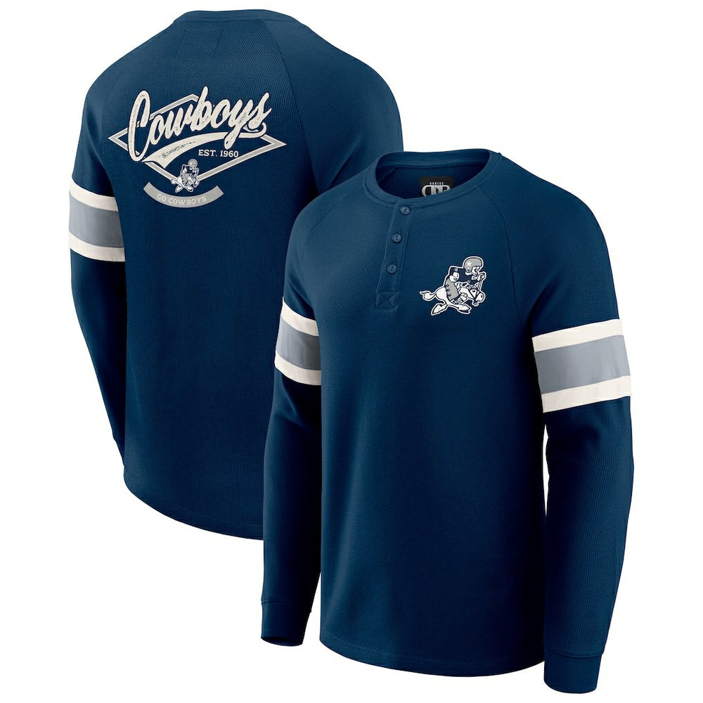 Dallas Cowboys Darius Rucker Collection Waffle-Knit Raglan Long Sleeve Henley T-Shirt | NFL Discount