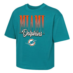 Miami Dolphins Outerstuff Girls Youth Big City Boxy T-Shirt | NFL Outlet