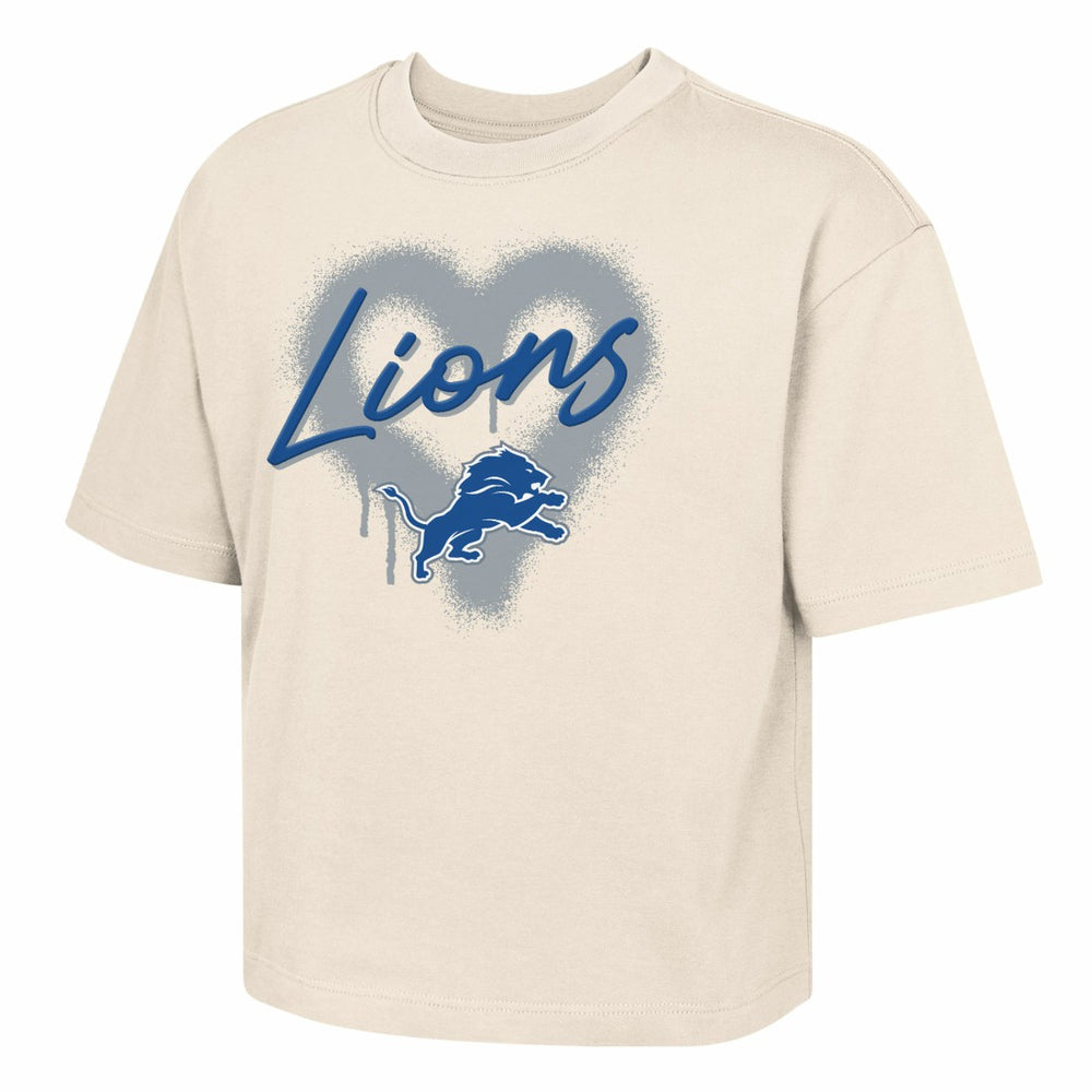 Detroit Lions Outerstuff Girl's Youth Spray Heart Boxy T-Shirt | NFL Near me
