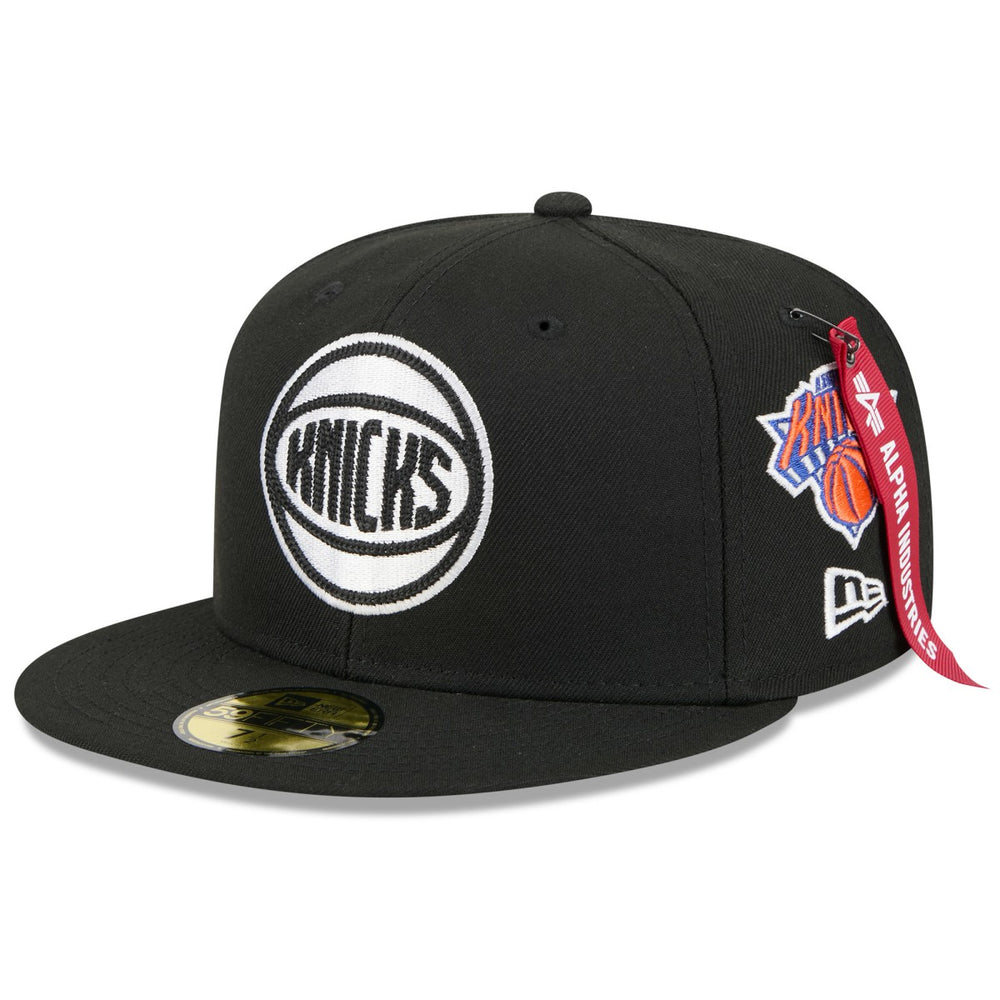 Black New York Knicks x Alpha Industries 59FIFTY Fitted Hat | NBA