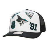 San Jose Sharks Mitchell & Ness Gridlock Trucker Adjustable Hat - NHL Hats