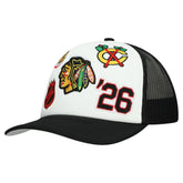 Chicago Blackhawks Mitchell & Ness Gridlock Trucker Adjustable Hat - NHL Hats