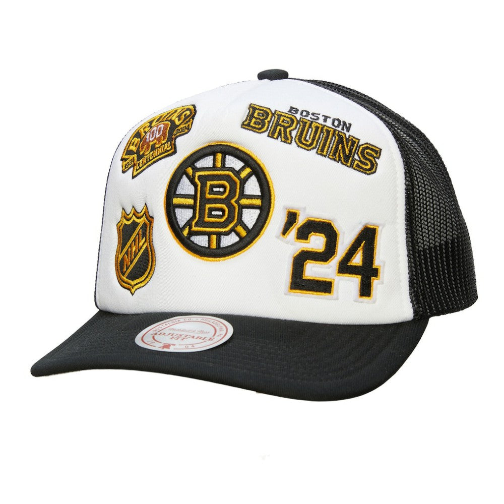 Boston Bruins Mitchell & Ness Gridlock Trucker Adjustable Hat - NHL Hats