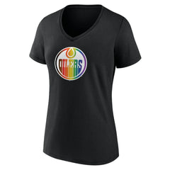 Edmonton Oilers Women's Team Pride V-Neck T-Shirt - NHL T-shirts