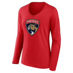 Florida Panthers Women's Primary Logo Long Sleeve V-Neck T-Shirt - NHL T-shirts