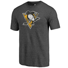 Pittsburgh Penguins Distressed Logo Tri-Blend T-Shirt - NHL T-shirts